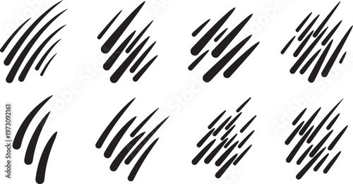 Line art representation of various types of sword blades in profile view Vector