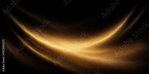 Abstract golden silk background with smooth flowing waves and glowing light texture creating a soft elegant fabric design