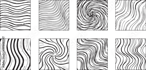 Intricate line art patterns showcasing various geometric and organic motifs Vector