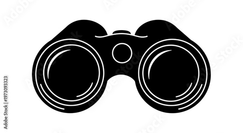 Black silhouette of binoculars with white detailing, against a white background
