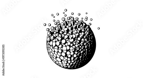 Spherical object with many protrusions, some scattered