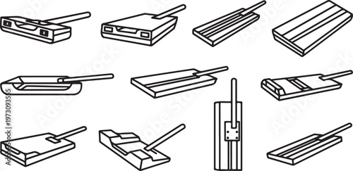 Various types of mechanical fasteners including bolts, nuts, and screws Vector