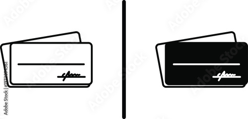 A simple black and white illustration of two wallet designs side by side