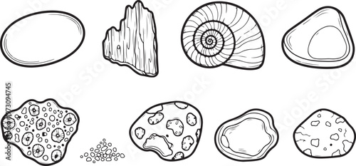 A collection of various antique and vintage buttons with intricate designs Vector