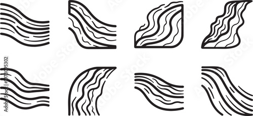 Line art collection of animal paw prints and foot tracks Vector