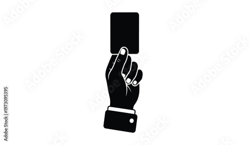 A stark black and white illustration depicts a hand holding up a solid black card suggesting a sense of mystery or restriction high quality