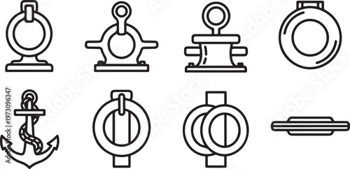 Illustrated collection of 8 vintage mechanical tools and devices Vector