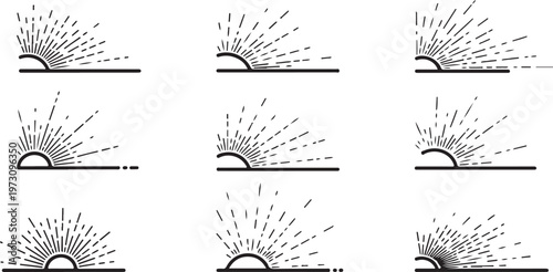 Illustrations of various types of feathers with detailed line art Vector
