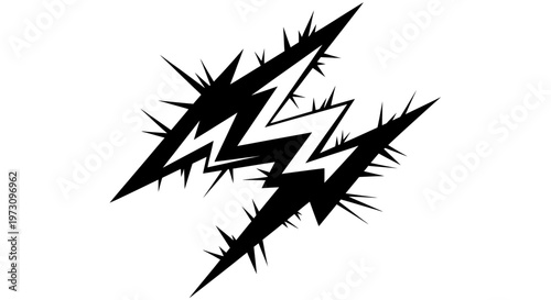 Jagged, sharp lightning bolt symbol with radiating spikes