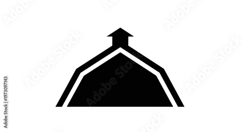 Black geometric shape with upward pointing arrow at summit