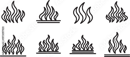 Black and white line drawings of various abstract symbols and shapes Vector