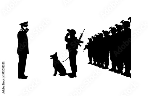 Military Ceremony with Dog and Honor Guard