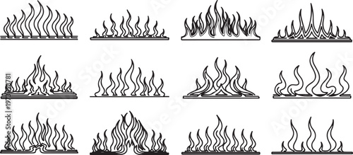 Line drawings of different types of animal tracks in sand or ground Vector
