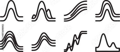 Abstract black squiggly lines on a white background Vector
