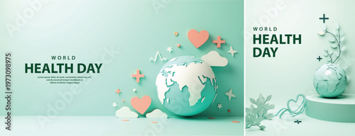 Elegant World health day backgorund, Realistic World health day for social media template