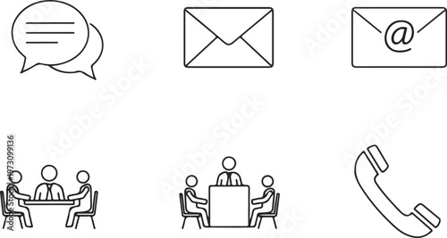 Corporate Communication Icons with Messaging on Transparent