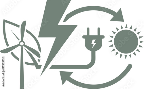 Circular energy cycle showing transition to sustainable power sources