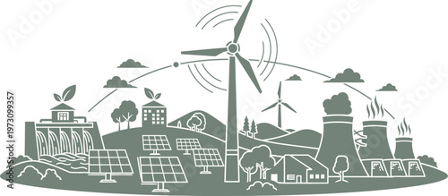 Comprehensive energy landscape featuring multiple power generation methods