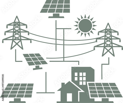 Smart electrical grid connecting solar panels and residential homes