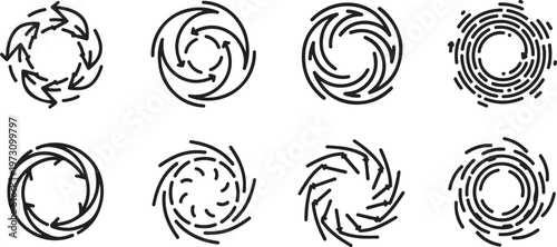 Abstract inkblot patterns showcasing swirling and organic designs Vector