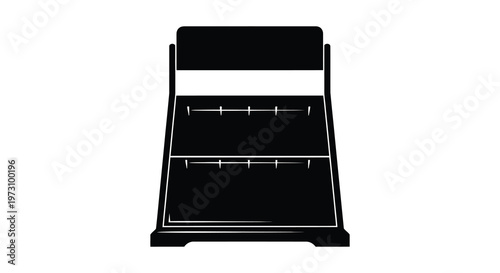 Black retail display stand with two shelves a clean silhouette