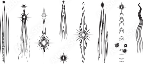 A collection of delicate and intricate botanical line drawings of grass and plants Vector