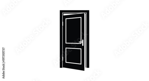 Open door depicted in a stark contrasting black silhouette high quality