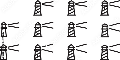 Minimalist line drawing set of houses with various roof styles Vector