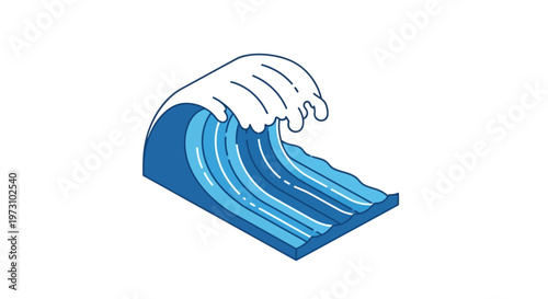 Blue wave crashing on surfboard surface.