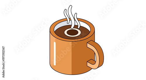 Brown coffee mug with steam rising.