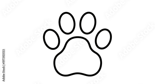 Black outline of a single paw print on a white background