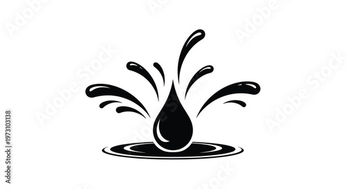 Canvas Print A striking black silhouette depicts a water droplet impacting a surface creating