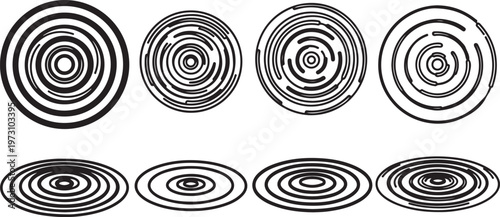 Circular contour plots with varying line densities and shapes Vector