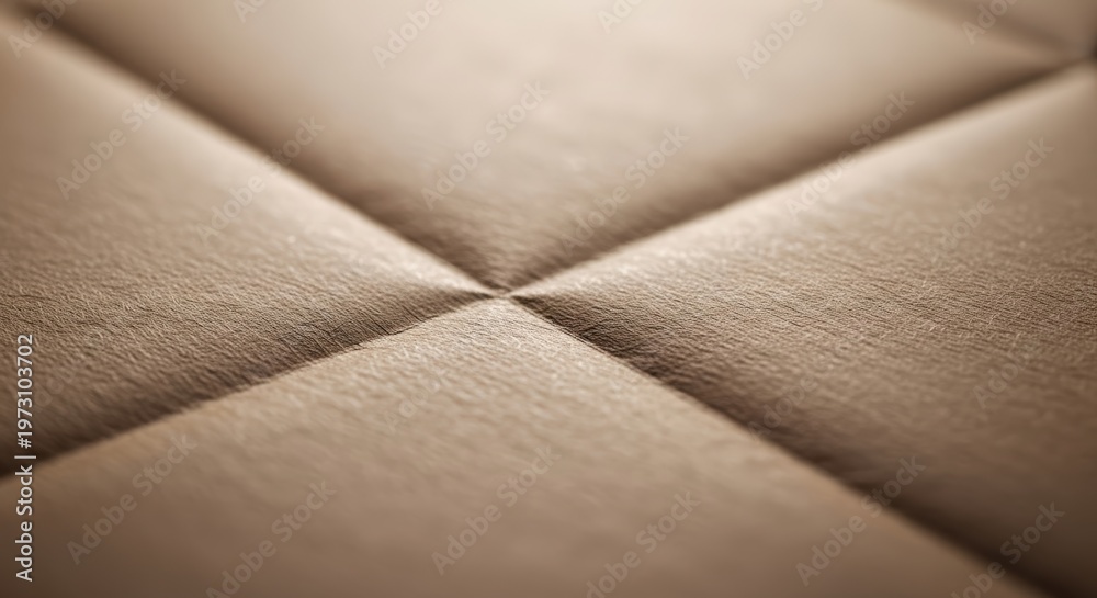 Fototapeta premium Close-up view of a soft, textured brown surface with a central tufted or quilted pattern, creating a diamond-like design.
