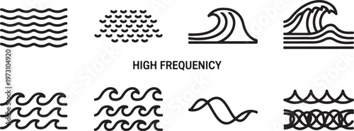 High frequency waveforms with varying signal patterns and amplitudes Vector