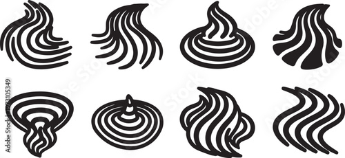 Collection of eight intricate black scrollwork designs and logos Vector