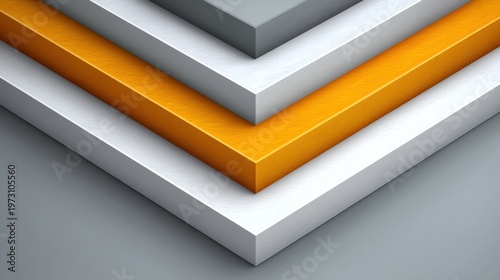 Layers of abstract geometric shapes in silver, white, and vibrant orange showcasing modern design and minimalistic aesthetics for creative projects
