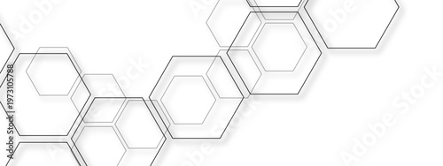 Vector Abstract composition presents interconnected hexagons arranged in a modern geometric style and shows digital design aesthetic with futuristic look and clean presentation