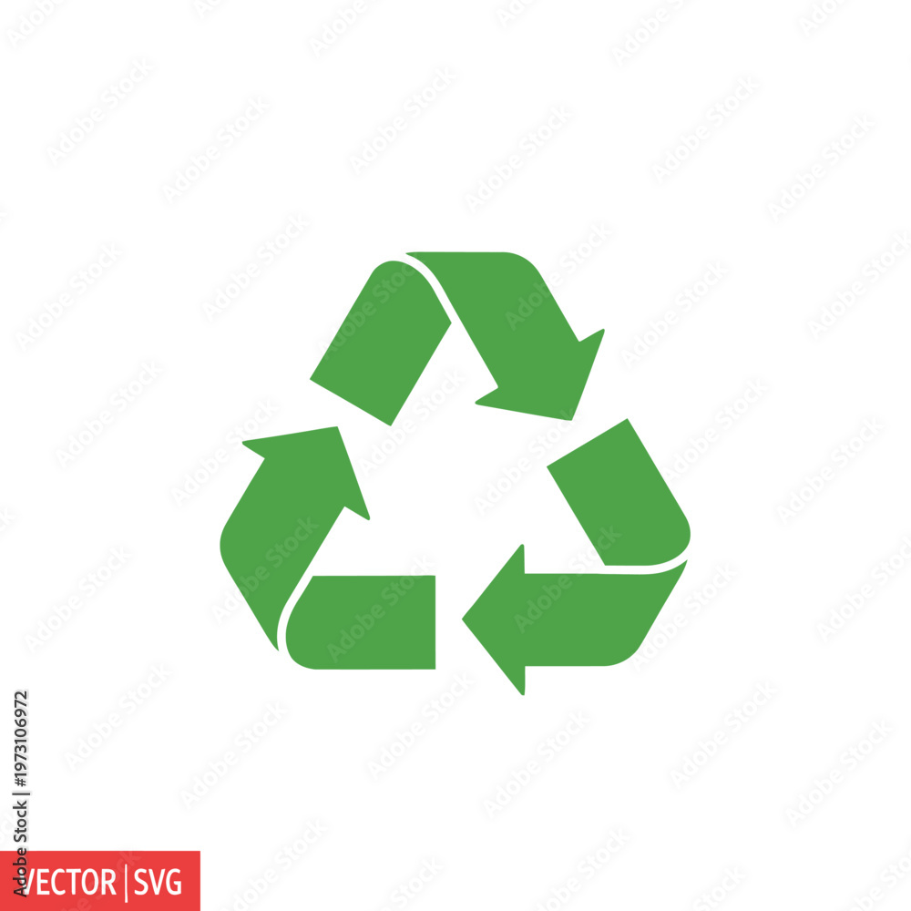 Fototapeta premium Green recycling symbol, eco-friendly, sustainability, reduce reuse recycle icon