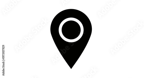 Simple black map marker with concentric circle on white