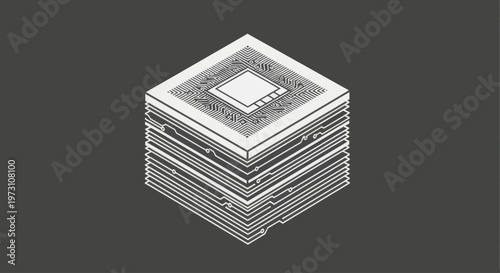 Isometric cube formed from stacked circuit boards with a central processor