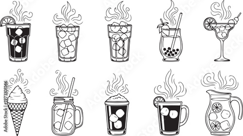 Elegant and whimsical illustrations of ornate vases with intricate patterns Vector