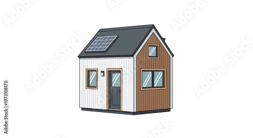 Compact dwelling with integrated solar panel for sustainable living and minimalist housing solutions