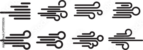 Minimalist line art collection depicting various types of scissors. Vector