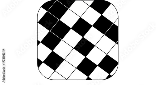 Black and white checkered pattern fills rounded rectangular shape
