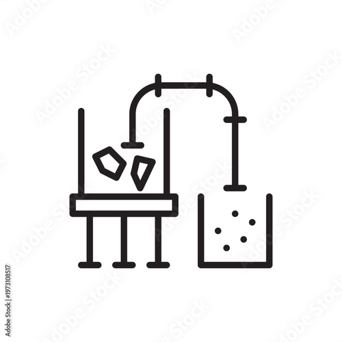 Pelletizing plant icon symbolizing ore processing, representing hardening hardware, balling tools, sinter replacement gear, iron production systems, and industrial metallurgical logistics.