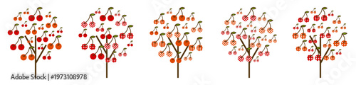 さくらんぼの木イラストセット1