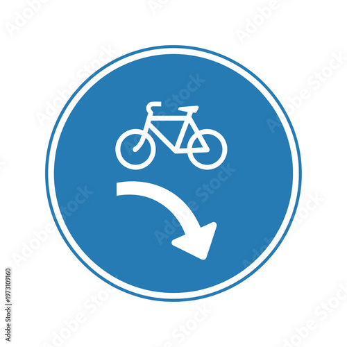 Blue Bicycle Lane Sign with Arrow, Cycle Path Navigation