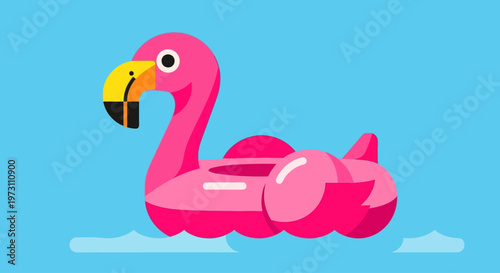 Pink Flamingo Pool Float on Blue Water Background