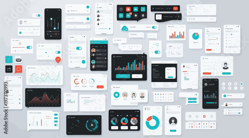 Set of modern ui elements for web and mobile application design